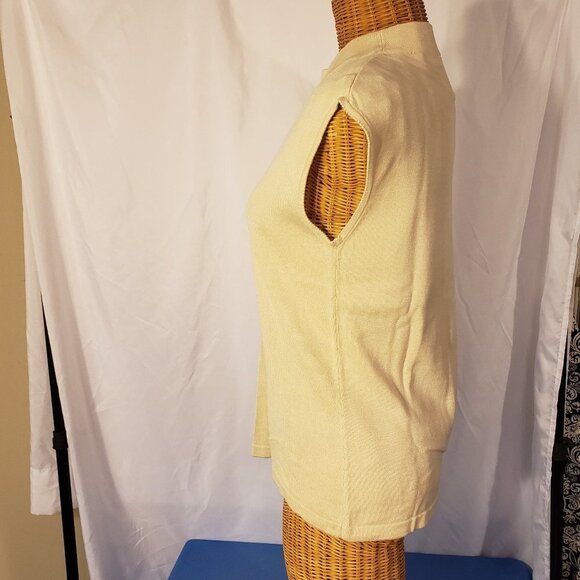 Ladies Vintage IZOD Mock Turtleneck Sleeveless Sweater in Cream/Tan - M - Picture 2 of 4